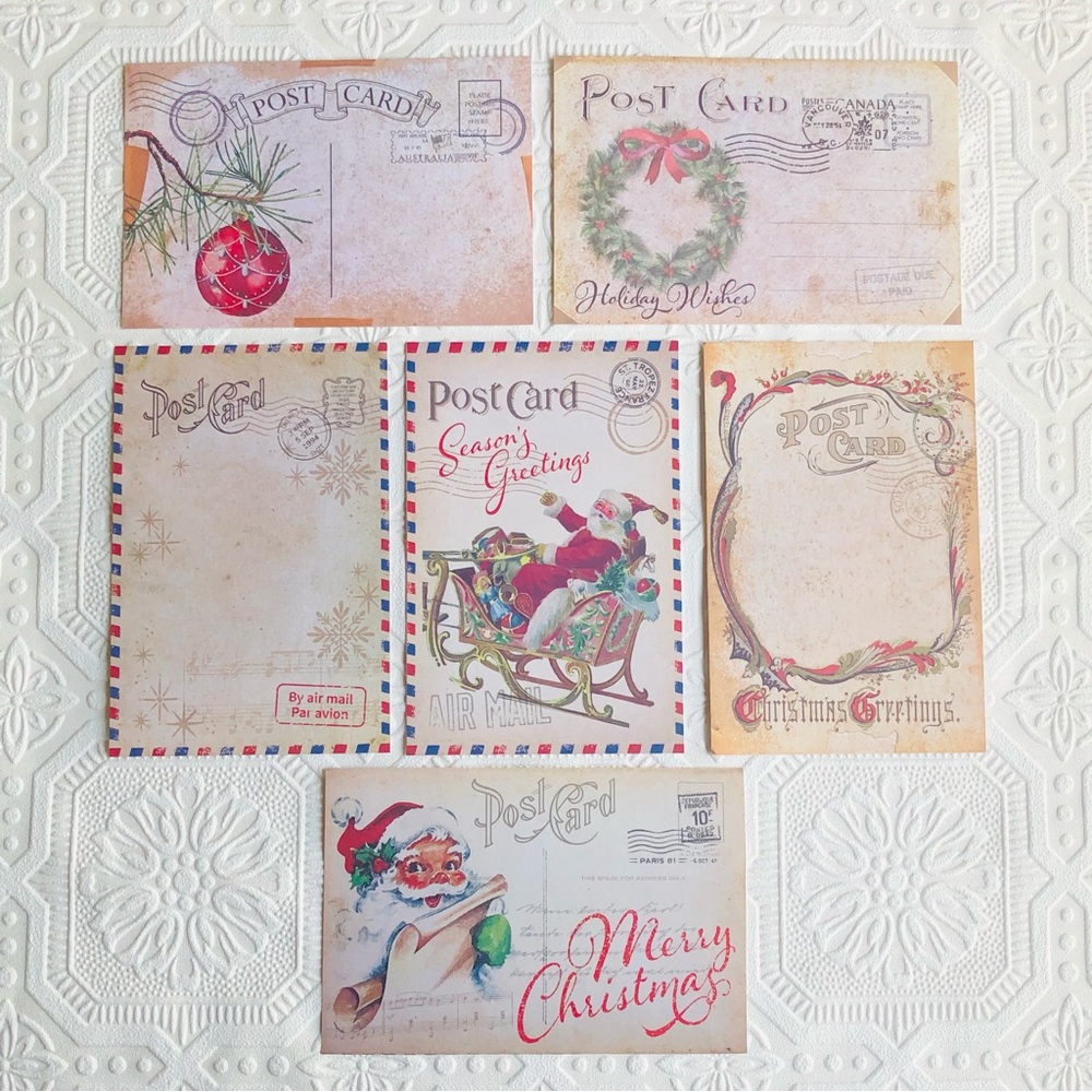 Merry Christmas Post Cards to Santa Claus 6 pc